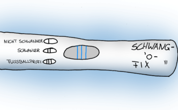Cartoon Schwangerschaftstest schwanger positiv Fußballprofi