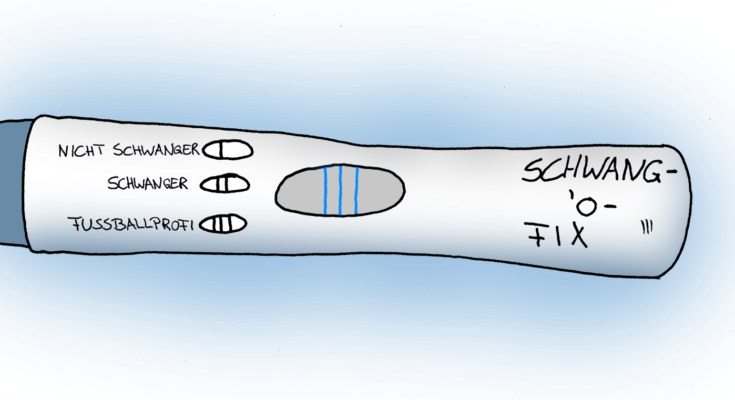 Cartoon Schwangerschaftstest schwanger positiv Fußballprofi